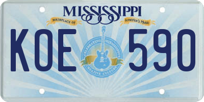 MS license plate KOE590
