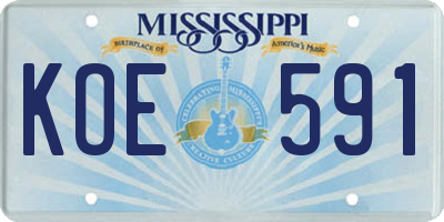 MS license plate KOE591