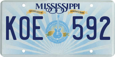 MS license plate KOE592
