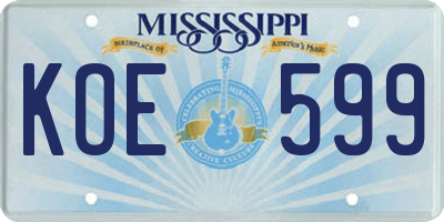 MS license plate KOE599