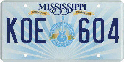 MS license plate KOE604