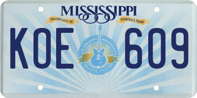 MS license plate KOE609