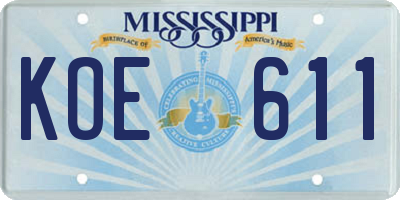 MS license plate KOE611