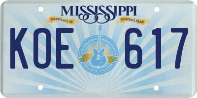 MS license plate KOE617