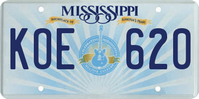 MS license plate KOE620
