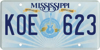 MS license plate KOE623