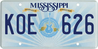 MS license plate KOE626