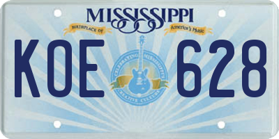 MS license plate KOE628