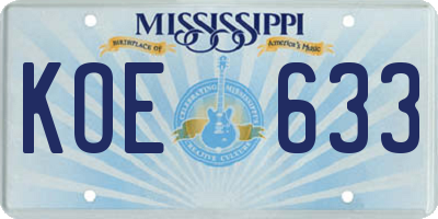MS license plate KOE633