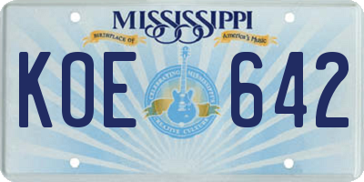MS license plate KOE642