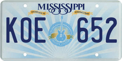 MS license plate KOE652