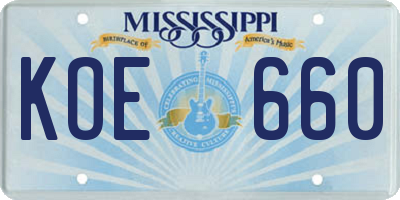 MS license plate KOE660