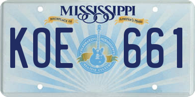 MS license plate KOE661