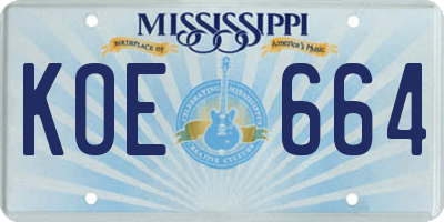 MS license plate KOE664