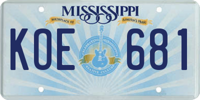 MS license plate KOE681