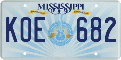 MS license plate KOE682