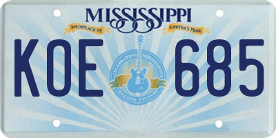 MS license plate KOE685