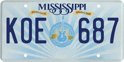 MS license plate KOE687