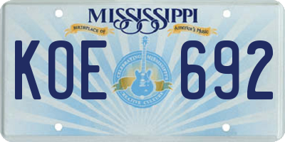 MS license plate KOE692