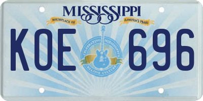MS license plate KOE696