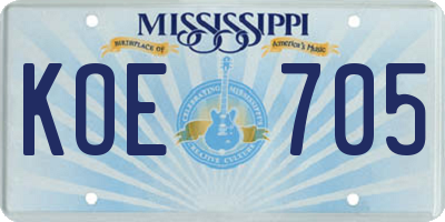 MS license plate KOE705