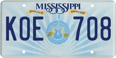 MS license plate KOE708