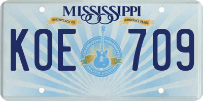MS license plate KOE709