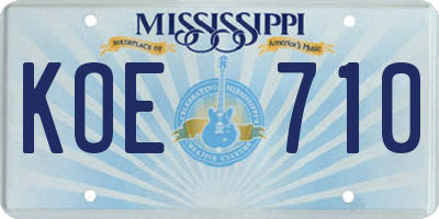 MS license plate KOE710