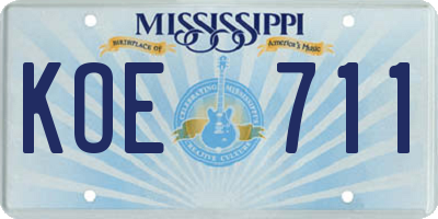 MS license plate KOE711