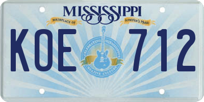 MS license plate KOE712