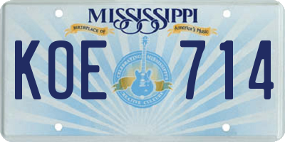 MS license plate KOE714