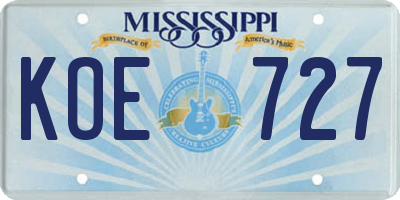 MS license plate KOE727