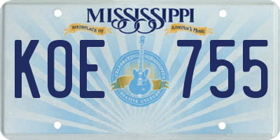 MS license plate KOE755