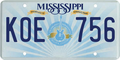 MS license plate KOE756