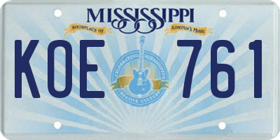 MS license plate KOE761