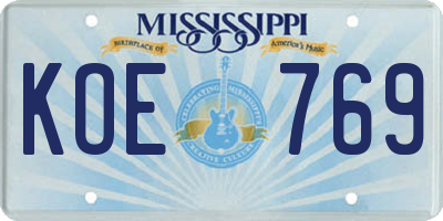 MS license plate KOE769