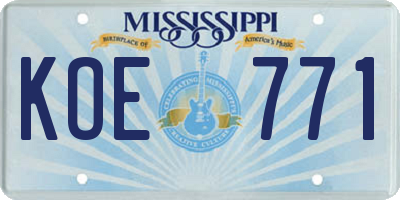 MS license plate KOE771