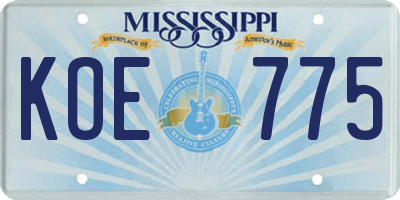 MS license plate KOE775