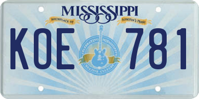 MS license plate KOE781