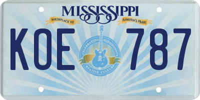 MS license plate KOE787