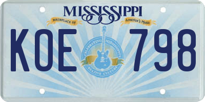 MS license plate KOE798