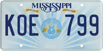 MS license plate KOE799