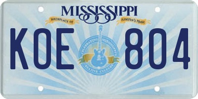 MS license plate KOE804