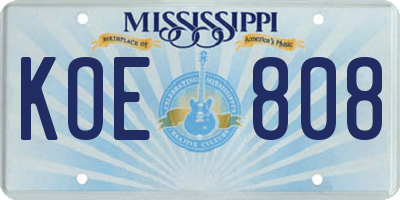 MS license plate KOE808