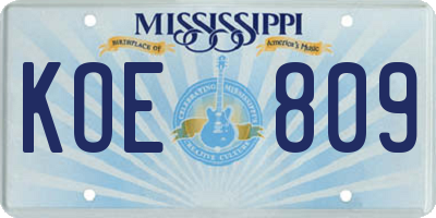 MS license plate KOE809