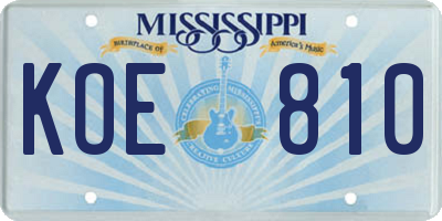 MS license plate KOE810