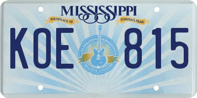 MS license plate KOE815