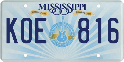 MS license plate KOE816