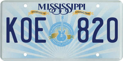 MS license plate KOE820