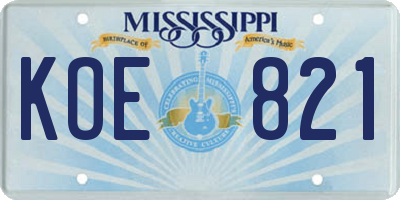MS license plate KOE821